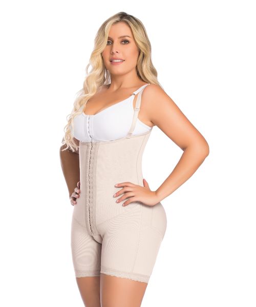 High Compression Post-Surgical Girdle Mid-Thigh with Triple Abdominal Reinforcement and Free Bust