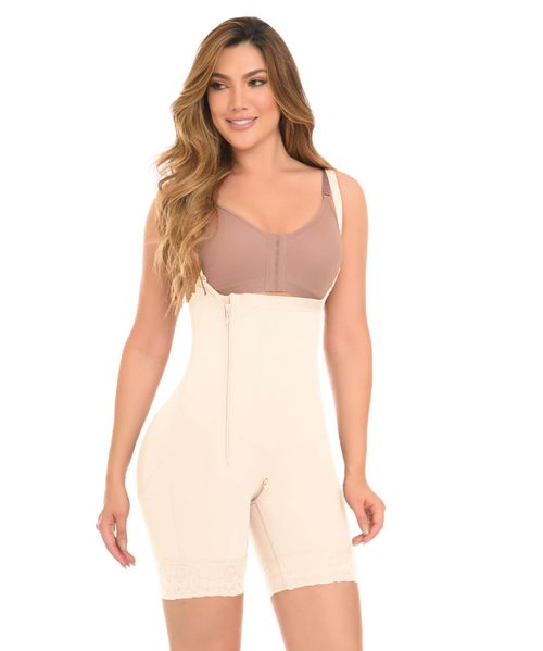 Post-surgical shaping girdle mid-thigh with open bust and support