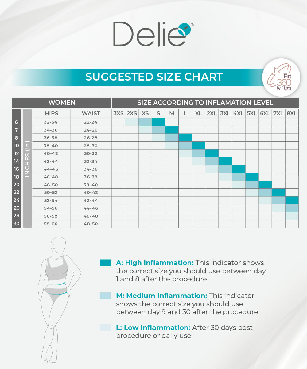 Delie 09354 - Collection Fit 360 Stage 1 Capri Girdle, Sleeveless with  Thick Suspenders, Three Level Hooks and Perineal Zipper - Belleza Femenina  - BF Shapewear