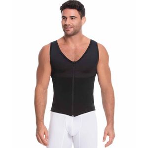 Men's Full-Compression Vest with Zipper and Postural Support