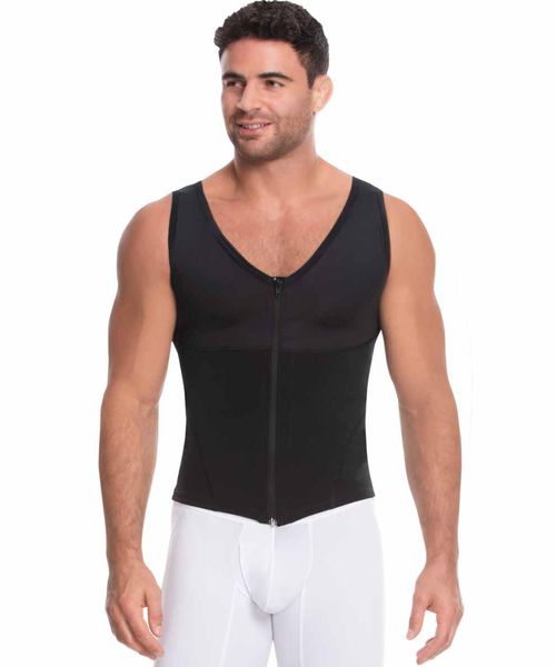 Men's Full-Compression Vest with Zipper and Postural Support