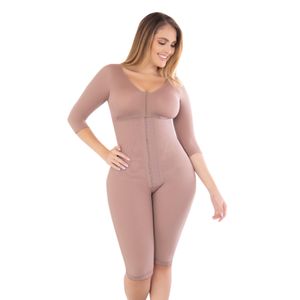 Post-Surgical Knee-Length High Compression Girdle with Hooks and Abdominal Shaping