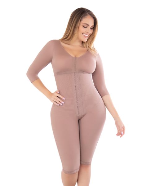 Post-Surgical Knee-Length High Compression Girdle with Hooks and Abdominal Shaping